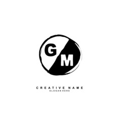 G M GM Initial logo hand draw template vector