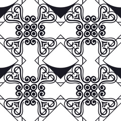 Vector modern tiles pattern. Abstract art deco seamless monochrome background