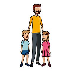 father with son and daughter characters