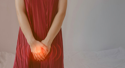 Sick woman with pain.
