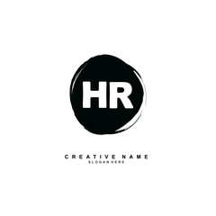 H R HR Initial logo template vector