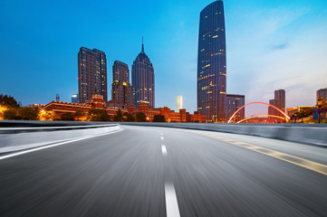 Fototapeta na wymiar Expressway and Modern Urban Architecture in Tianjin, China