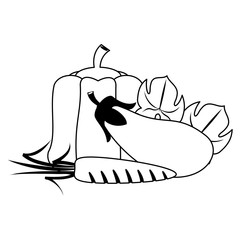 Vegetables healthy food in black and white