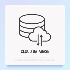 Cloud database thin line icon. Modern vector illustration of back up storage.
