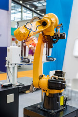 robot arm is working smartly in the production department in artificial intelligence factory