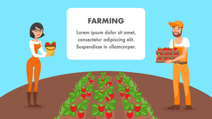 Farming Web Banner Vector Template with Text Space