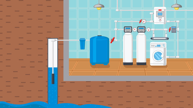 Water Supply and Purification System Illustration