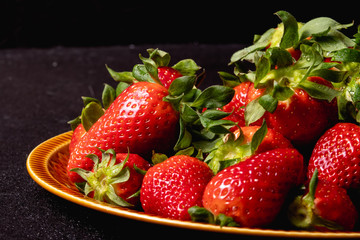 Fresh seasonal strawberries. Juicy and sweet strawberries