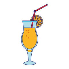 Summer cocktail with orange and straw blue lines