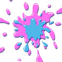 Blots, splashes, drops of paint, liquids. Abstract colored spots on a white background. Great illustration for any design