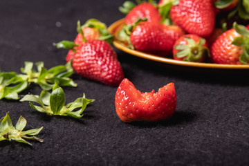 Fresh seasonal strawberries. Juicy and sweet strawberries