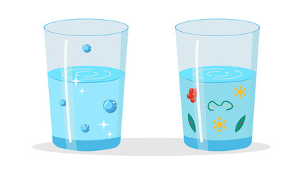 Glasses with Pure and Dirty Water Illustration