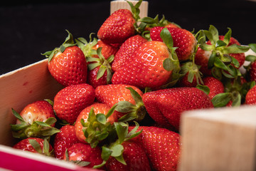 Fresh seasonal strawberries. Juicy and sweet strawberries
