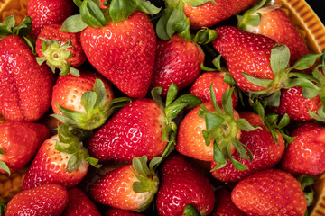 Fresh seasonal strawberries. Juicy and sweet strawberries