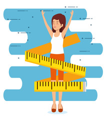 woman with health lifestyle and measuring tape