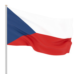 Czech Republic flag blowing in the wind. Background texture. 3d rendering, wave. – Illustration. Isolated on white.