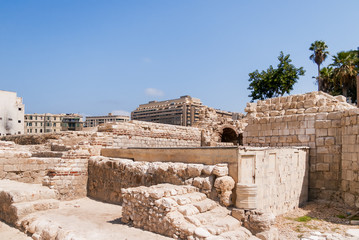 Fototapeta premium Ruins of the Roman amphitheatre of the II—IV centuries. Alexandria, Egypt.
