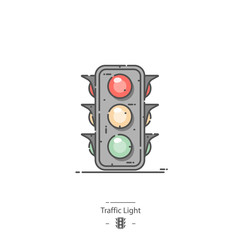 Traffic light - Line color icon
