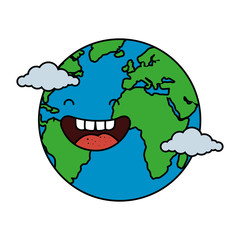 world planet earth with clouds character