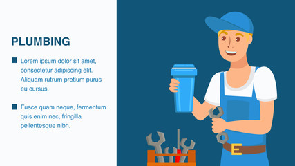Plumbing Services Web Banner Cartoon Template