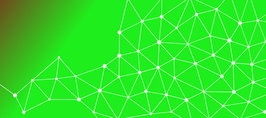 Abstrakt verbundene Punkte auf mehrfarbigem Hintergrund, technisch abstrakter Hintergrund. Technologiekonzept, LowPoly, Polygone, Dreiecke, Netzwerk, Soziales Netzwerk, IOT, Internet