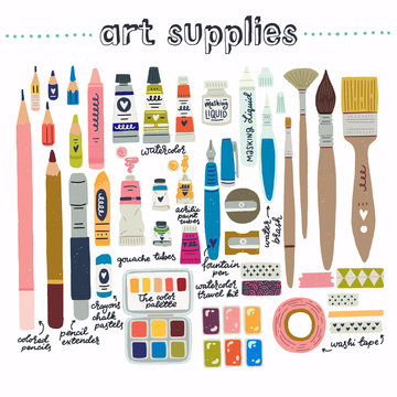 Set Of Art Supplies Clipart