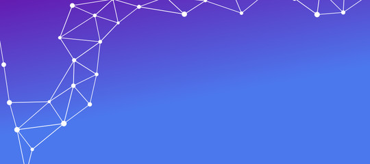 Abstrakt verbundene Punkte auf farbigem Hintergrund, technisch abstrakter Hintergrund. Technologiekonzept, LowPoly, Polygone, Dreiecke, Netzwerk, Soziales Netzwerk, IOT, Internet