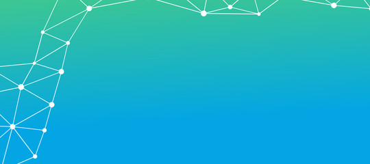 Abstrakt verbundene Punkte auf farbigem Hintergrund, technisch abstrakter Hintergrund. Technologiekonzept, LowPoly, Polygone, Dreiecke, Netzwerk, Soziales Netzwerk, IOT, Internet