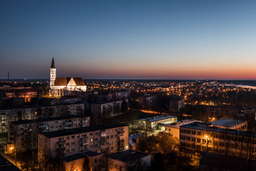 Naklejka premium Siauliai, Lithuania Cathedral of Saints Peter and Paul and skyline.