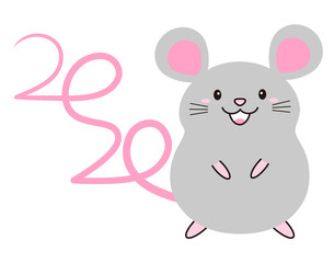 Obraz na płótnie Canvas しっぽの形が2020になっているねずみ mouse 2020