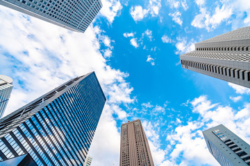 High-rise buildings and blue sky - Shinjuku, Tokyo, Japan