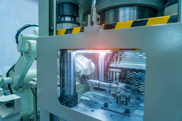 robot arm is working smartly in the production department in artificial intelligence factory