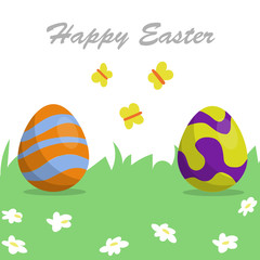 Cute, fun easter eggs cartoon illustration pattern