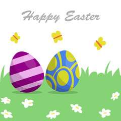 Cute, fun easter eggs cartoon illustration pattern