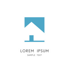 Real estate logo - house with front door or home symbol. Realty and property vector icon.
