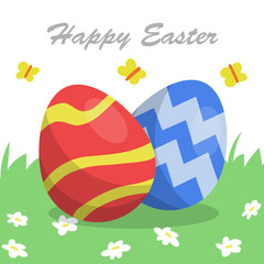Cute, fun easter eggs cartoon illustration pattern
