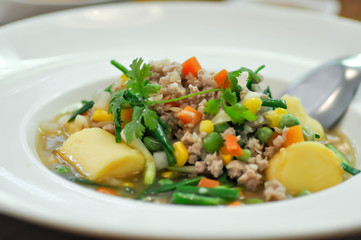 stir-fried tofu with ground-pork