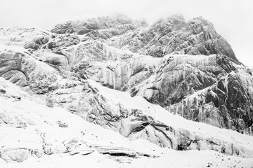 Fototapeta na wymiar Abstract winter landscape in Lofoten Archipelago, Norway, Europe