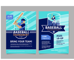 Baseball tournament poster, flyer collection - vector flat geometric design
