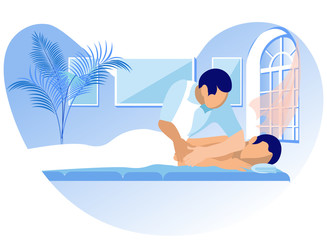 Obraz premium Vector Illustration Rehabilitation Massage Cartoon