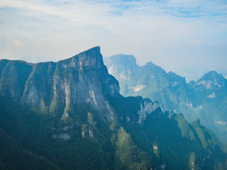 beautiful view on Tianmen mountain with clear Sky in zhangjiajie city China.Tianmen mountain the travel destination of Hunan zhangjiajie city China