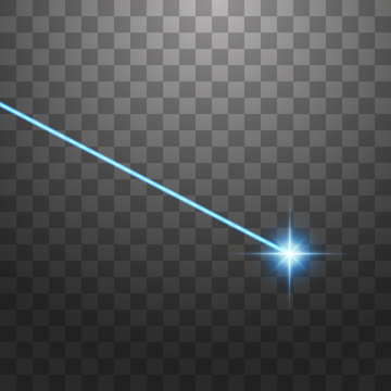 Abstract blue laser beam. Isolated on transparent black background. Vector illustration