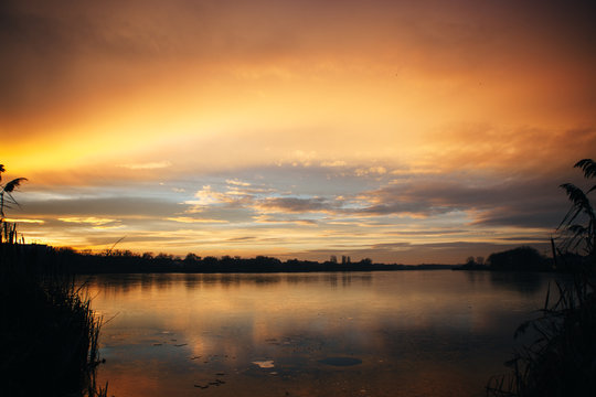 sunset on the lake © levenko