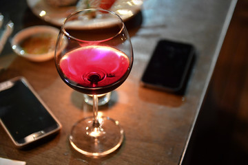 The Red wine in dinner