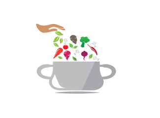 Cooking food in saucepan 