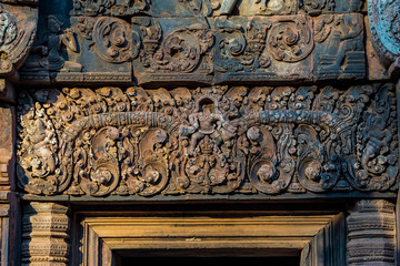 Banteay Srei is a Hindu temple dedicated to Shiva in Angkor, Cambodia