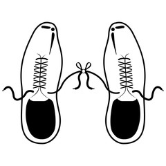 Silhouette of a tied shoes joke. April fool. Vector illustration design