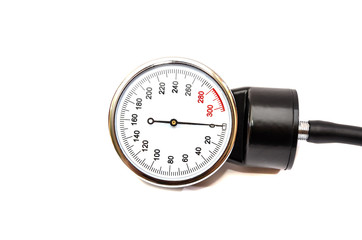 tonometer on white background close up. View from above.