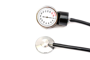 tonometer on white background close up. View from above.