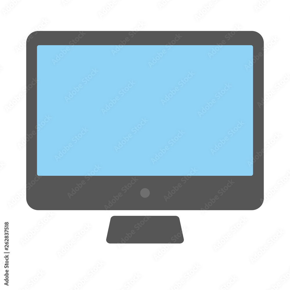 Poster grey desktop computer with blue screen. desktop computer icon vector eps10